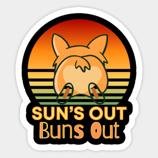 Suns out Buns Out Corgi Sunset Sticker